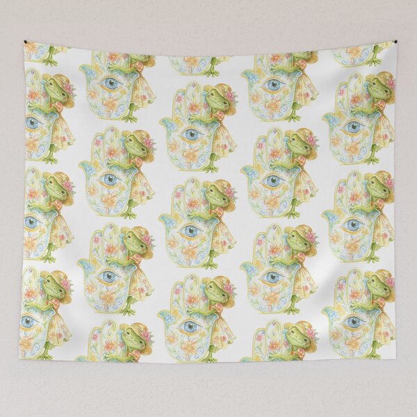 Item preview, Cute Frog Hamsa Evil Eye Lucky Charm Boho designed and sold by AlisaArtDecor.
