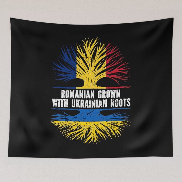 Item preview, Romanian Grown with Ukrainian Roots Flag designed and sold by CosmoKitsch.