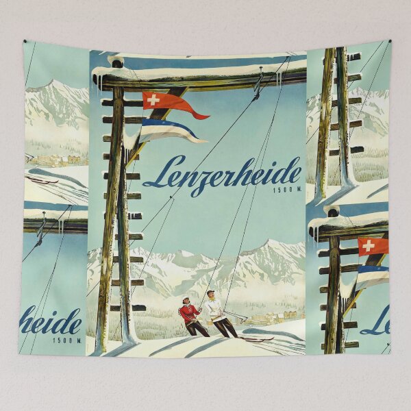 Item preview, Vintage Travel Poster | Lenzerheide Swiss Alps | Mid-Century Style Art | Ski Resort Adventure & Mountain Getaway | 1500 M Altitude designed and sold by artofuniverse.