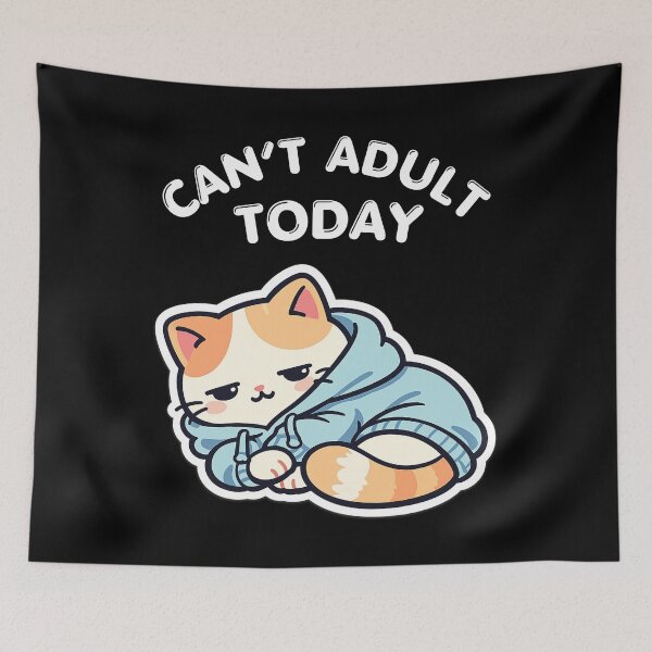 Item preview, Can’t Adult Today Overthinking Cat – Too Many Thoughts, Anxious Mind, Relatable Quiet Humor designed and sold by Ladys-Gents.