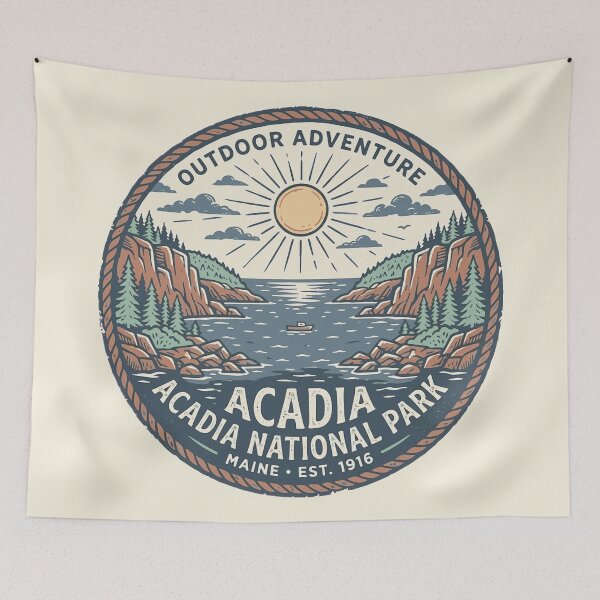 Item preview, Acadia National Park Maine Vintage Retro Badge Design designed and sold by DeeLulu.