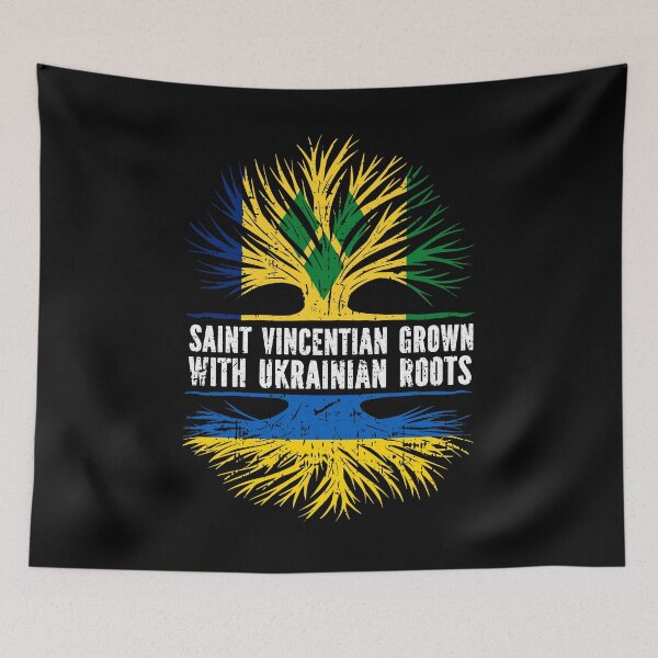 Item preview, Saint Vincentian Grown with Ukrainian Roots Flag designed and sold by CosmoKitsch.
