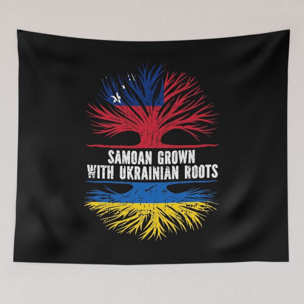 Item preview, Samoan Grown with Ukrainian Roots Flag designed and sold by CosmoKitsch.