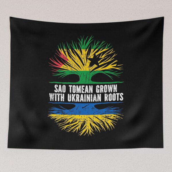 Item preview, Sao Tomean Grown with Ukrainian Roots Flag designed and sold by CosmoKitsch.