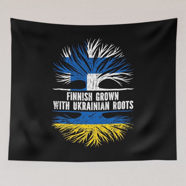 Item preview, Finnish Grown with Ukrainian Roots Flag designed and sold by CosmoKitsch.