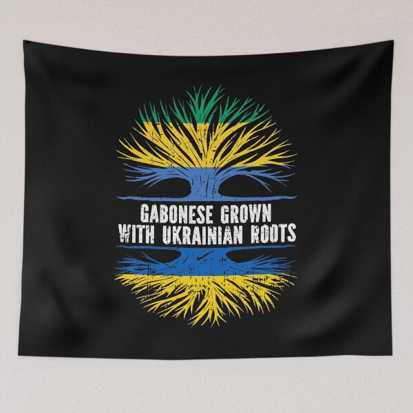 Item preview, Gabonese Grown with Ukrainian Roots Flag designed and sold by CosmoKitsch.