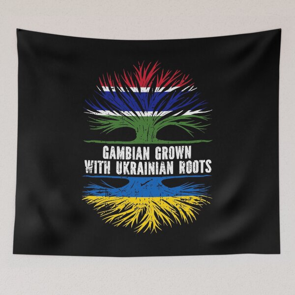 Item preview, Gambian Grown with Ukrainian Roots Flag designed and sold by CosmoKitsch.