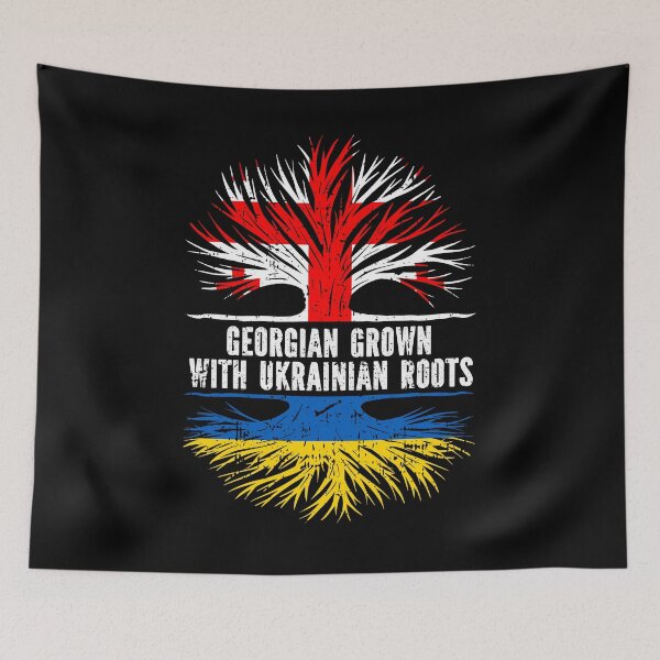Item preview, Georgian Grown with Ukrainian Roots Flag designed and sold by CosmoKitsch.