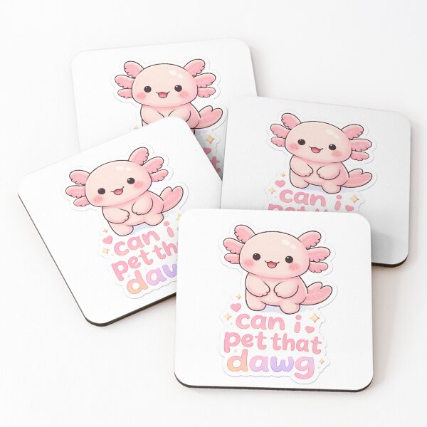 Item preview, Cute Axolotl Can I Pet That Dawg Sticker Kawaii Pink Axolotl Meme designed and sold by RAgustinusM17.