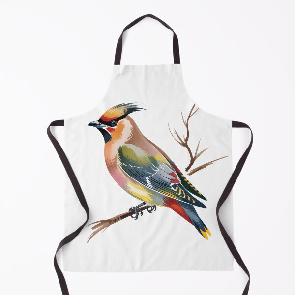Item preview, Waxwing Bird on Branch – Colorful Wildlife Illustration designed and sold by ArcticFoxStudio.