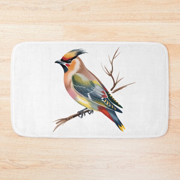 Item preview, Waxwing Bird on Branch – Colorful Wildlife Illustration designed and sold by ArcticFoxStudio.