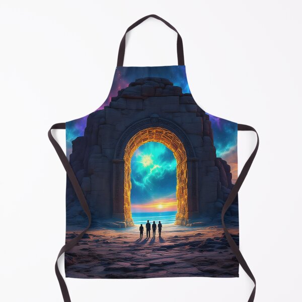 Item preview, Cosmic Portal Arch Sunset Art Print | Fantasy Galaxy Gateway Beach Wall Art designed and sold by DreamyWallVibes.