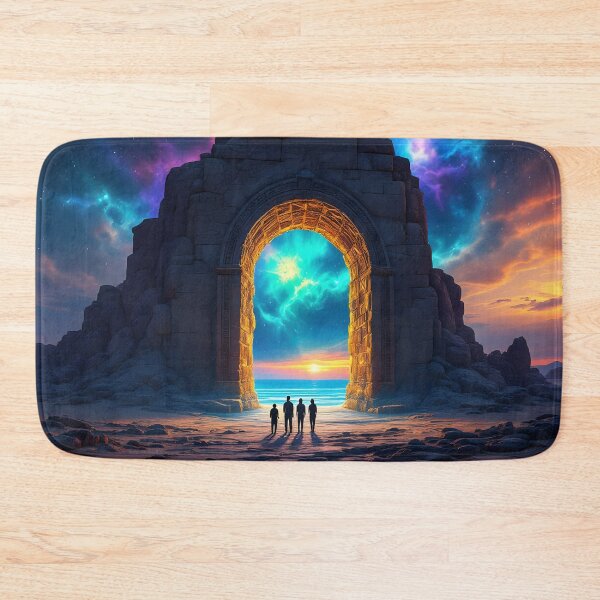 Item preview, Cosmic Portal Arch Sunset Art Print | Fantasy Galaxy Gateway Beach Wall Art designed and sold by DreamyWallVibes.