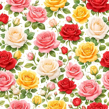 Artwork thumbnail, Colorful Roses Pattern by AureliasDesignStudio