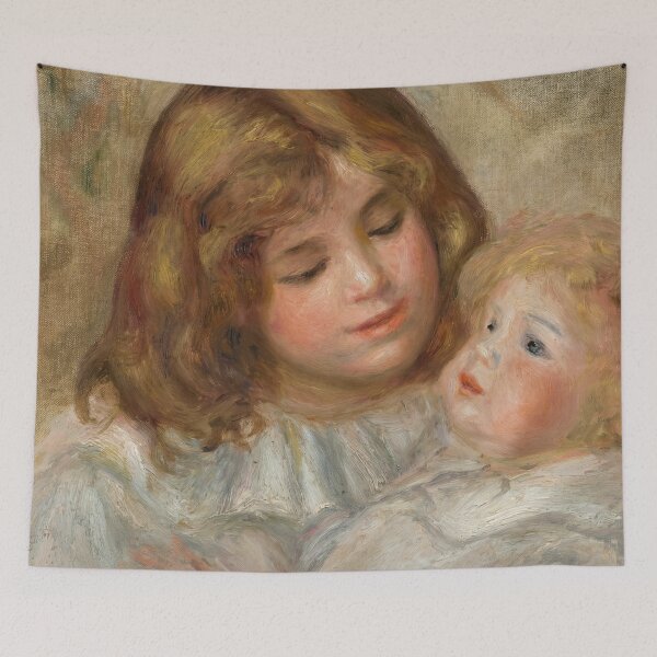 Item preview, Petite Fille Avec Sa Poupee by Pierre-Auguste Renoir: Tender Impressionist Portrait designed and sold by artofuniverse.