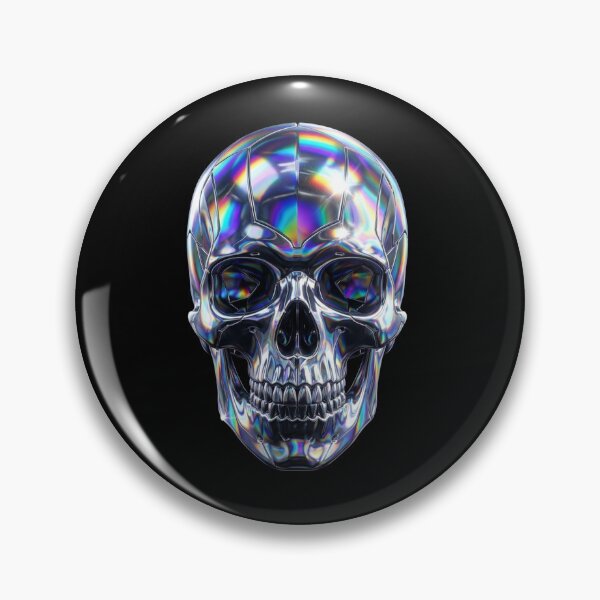 Item preview, Holographic Skull Chrome designed and sold by Stickersdevelop.
