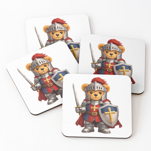 Item preview, Cute Dapper Knight Teddy Bear with Sword and Shield Medieval Illustration designed and sold by CuteBear87.