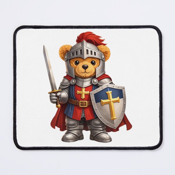 Item preview, Cute Dapper Knight Teddy Bear with Sword and Shield Medieval Illustration designed and sold by CuteBear87.