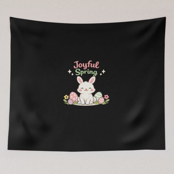 Item preview, Joyful Spring Bunny – Cute Easter Rabbit with Pastel Eggs & Flowers Design designed and sold by CosmicSplendor.