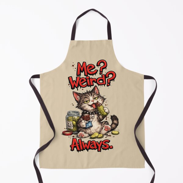 Item preview, Me Weird Always Cat Shirt – Funny Attitude Kitten Eating Pickles and Chocolate, Bold Funky Red Typography Design designed and sold by La Loca.