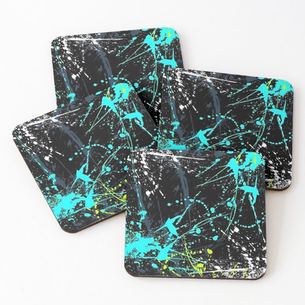 Item preview, Neon Paint Splatter Abstract – Urban Graffiti Style Black Background Art designed and sold by Dyan4.