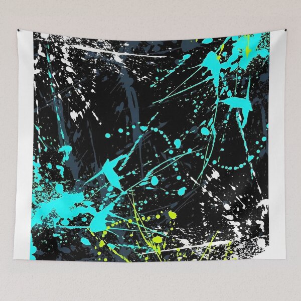 Item preview, Neon Paint Splatter Abstract – Urban Graffiti Style Black Background Art designed and sold by Dyan4.