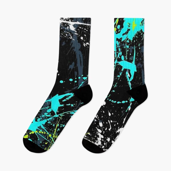 Item preview, Neon Paint Splatter Abstract – Urban Graffiti Style Black Background Art designed and sold by Dyan4.
