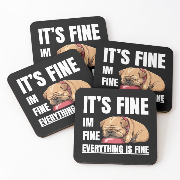 Item preview, It’s fine im fine everything is fine. Sad dog, cartoon style. designed and sold by BloodyTeapot.
