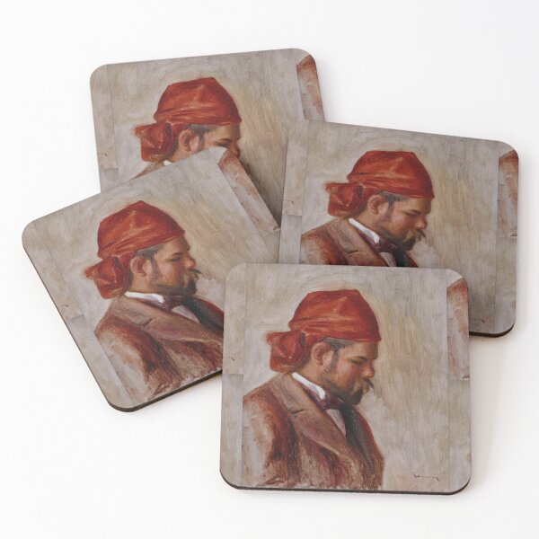 Item preview, Portrait Dambroise Vollard Au Foulard Rouge by Pierre-Auguste Renoir: Impressionist Portrait Print designed and sold by artofuniverse.