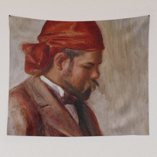 Item preview, Portrait Dambroise Vollard Au Foulard Rouge by Pierre-Auguste Renoir: Impressionist Portrait Print designed and sold by artofuniverse.