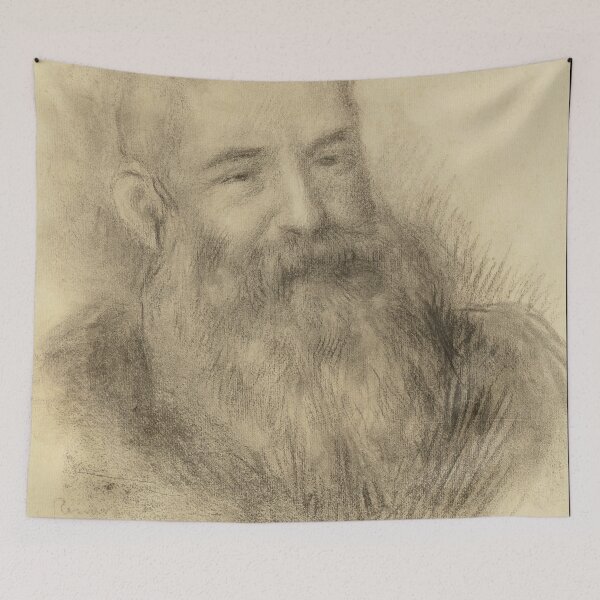 Item preview, Portrait De Claude Monet by Pierre-Auguste Renoir: Charcoal Impressionist Portrait designed and sold by artofuniverse.