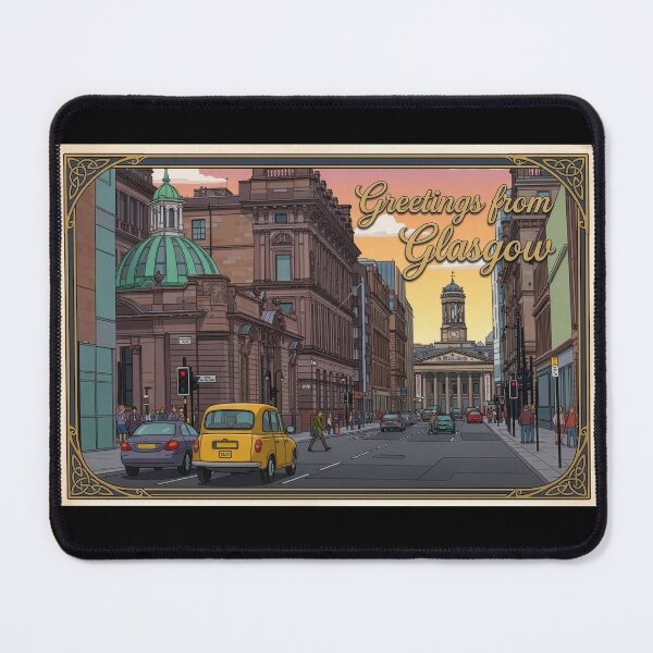 Item preview, Glasgow City Scotland Travel Postcard - Retro Illustrated Poster designed and sold by Loom on the Loch.