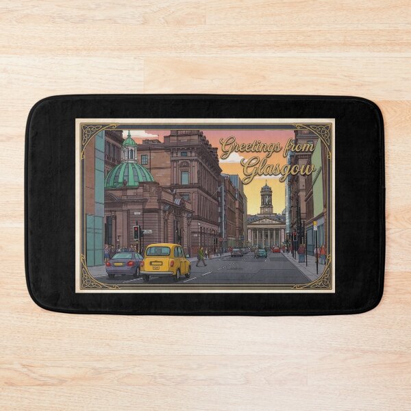 Item preview, Glasgow City Scotland Travel Postcard - Retro Illustrated Poster designed and sold by Loom on the Loch.