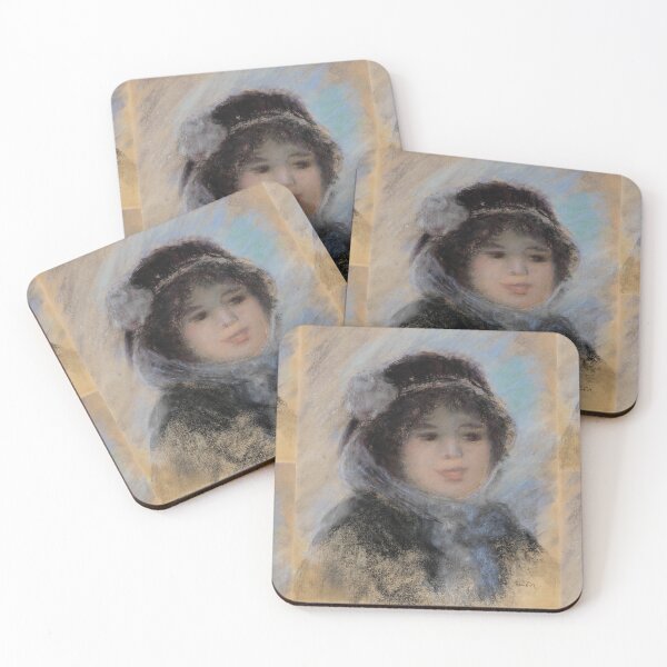 Item preview, Portrait De Femme by Pierre-Auguste Renoir: Impressionist Winter Portrait Poster designed and sold by artofuniverse.