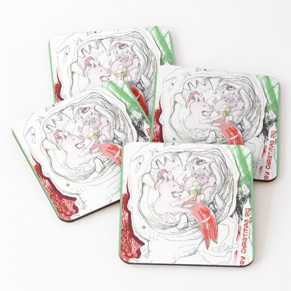 Item preview, Merry Christmas Pig (drawing by ACCI)  Pigs Celebrating In The Mouth Of Hell designed and sold by VanyssaGraphics.
