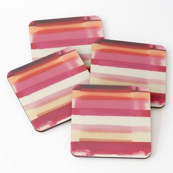 Item preview, Watercolor Stripe Pattern in Warm Red Pink and Cream designed and sold by trajeado14.