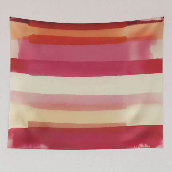Item preview, Watercolor Stripe Pattern in Warm Red Pink and Cream designed and sold by trajeado14.