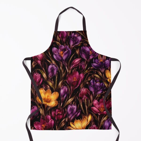 Item preview, Dark Crocus Floral Pattern – Moody Botanical Watercolor in Burgundy, Violet and Gold designed and sold by Velvet Botanica Atelier.