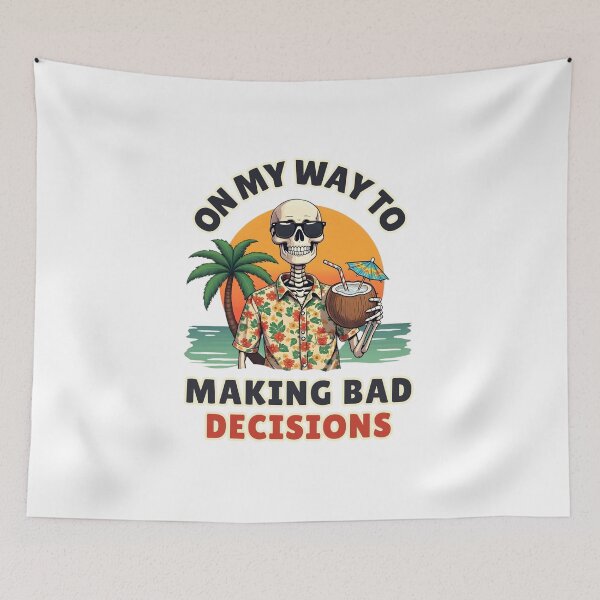 Item preview, On My Way To Making Bad Decisions Funny Skeleton Vacation Shirt designed and sold by LunaMagicStudio.