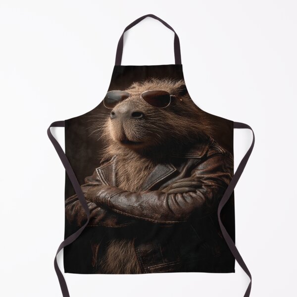 Item preview, Badass Capybara Sunglasses Leather Jacket designed and sold by NicolasGlowArt.