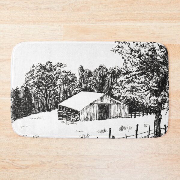 Item preview, 009 Barn in Forest - Eco Monochrome Sketch designed and sold by FrenkyTank.