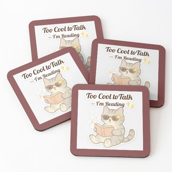 Item preview, Too Cool to Talk I’m Reading – Cute Cat Book Lover Sticker designed and sold by sumodesign.