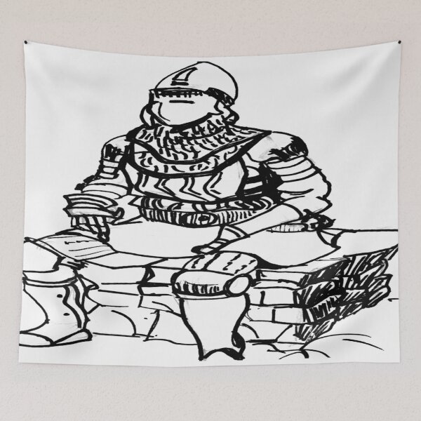 Item preview, 006 Knight on Rock - Minimal Line Art designed and sold by FrenkyTank.