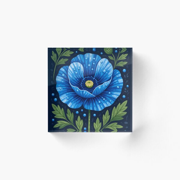 Item preview, Dark indigo blue poppy covered in water droplets designed and sold by Ponted.