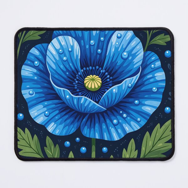 Item preview, Dark indigo blue poppy covered in water droplets designed and sold by Ponted.