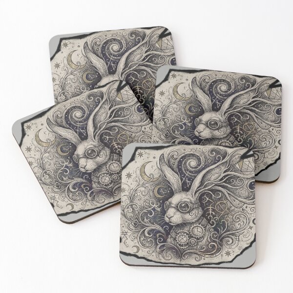 Item preview, Mystical Steampunk Rabbit with Cosmic Patterns designed and sold by NecroScrolls.