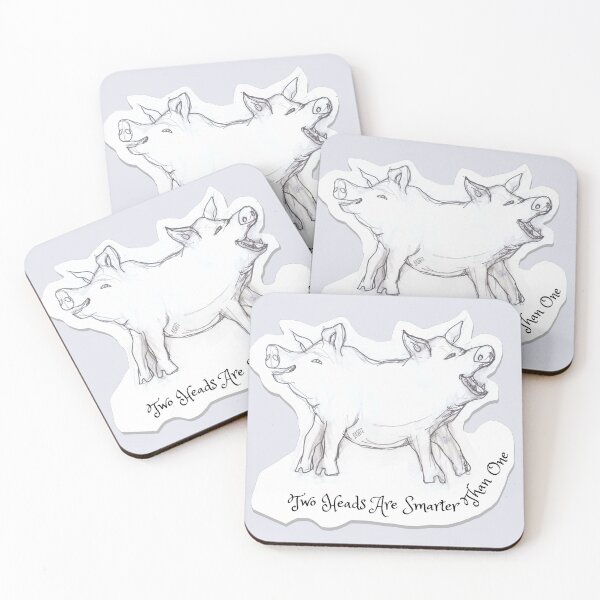 Item preview, Two Heads Are Smarter Than One (drawing by ACCI)  Bicephalous Pig designed and sold by VanyssaGraphics.