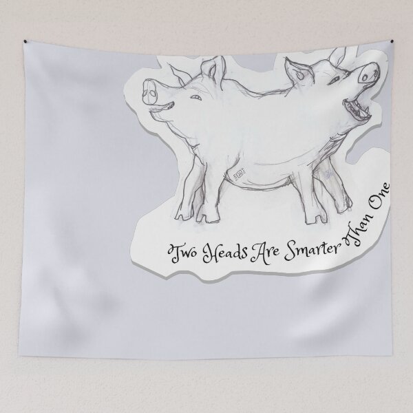 Item preview, Two Heads Are Smarter Than One (drawing by ACCI)  Bicephalous Pig designed and sold by VanyssaGraphics.