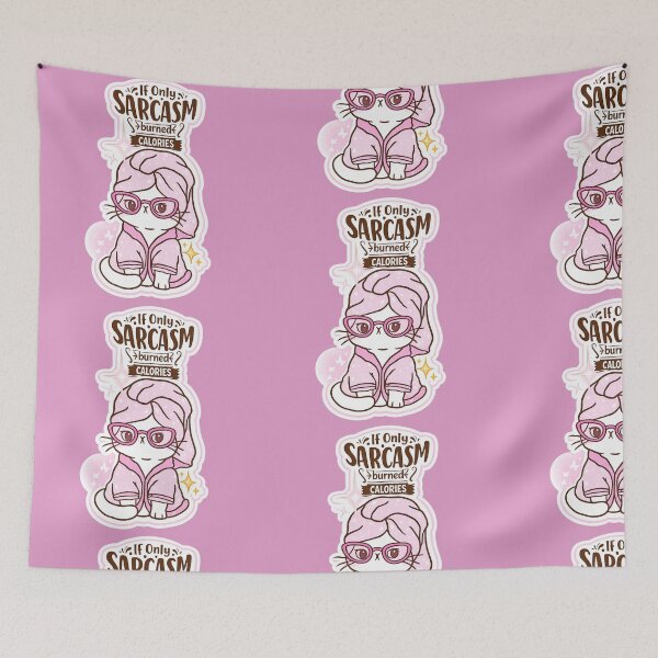 Item preview, If Only Sarcasm Burned Calories Cute Cat Sticker designed and sold by sumodesign.