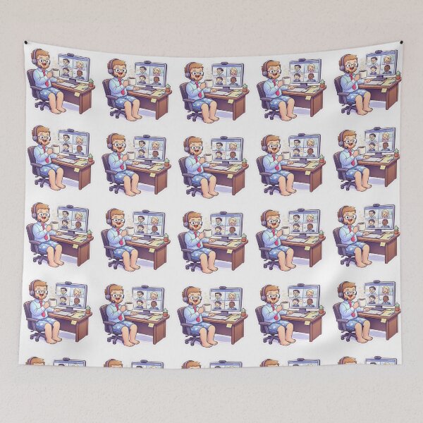 Item preview, Funny Work From Home Meeting Pajamas Relatable Sticker designed and sold by Dasts Cart.